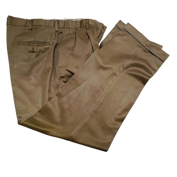 Farah Mens Chino Pants Straight Leg Pleated Front Khaki Size 36W X 32L - Picture 6 of 8